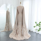 Tiered Ruffled Evening Dress with Cape Sleeves