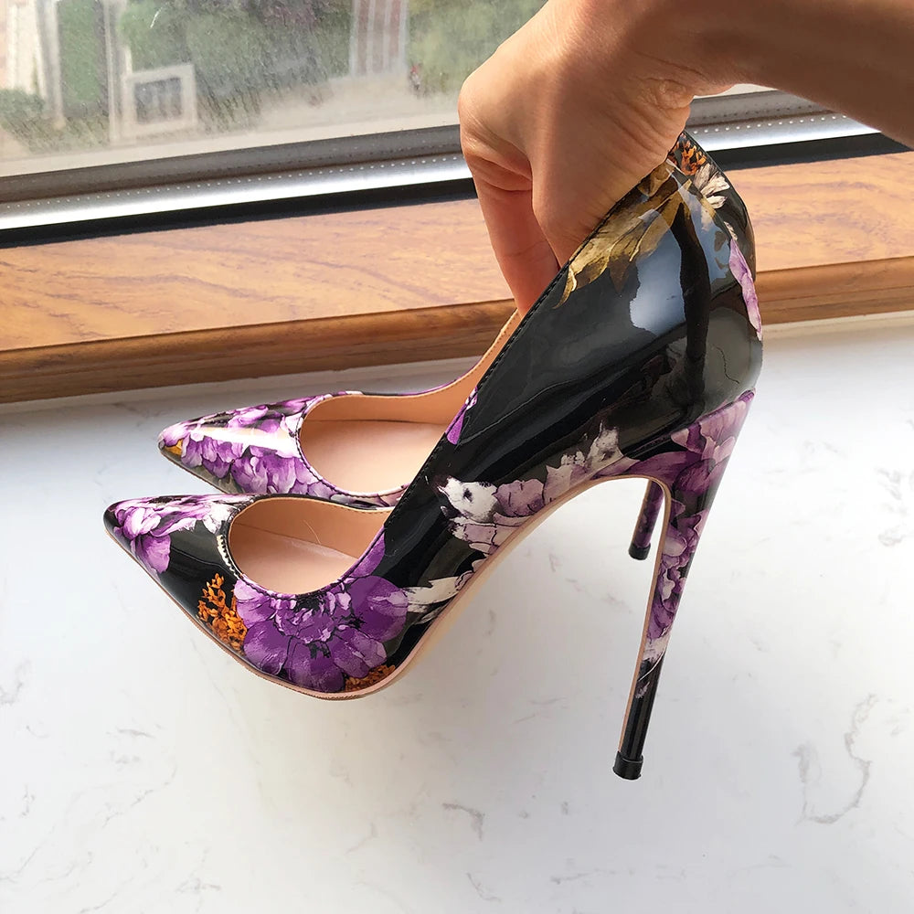 Floral Pointed Toe High Heel Shoes