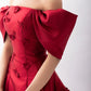 3D Flowers Off-Shoulder Cap Sleeve Dress