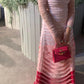 Gradient Pink Pleated Off-Shoulder Floor-Length Dress