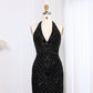 Sequined Halter Neck Floor-Length Dress