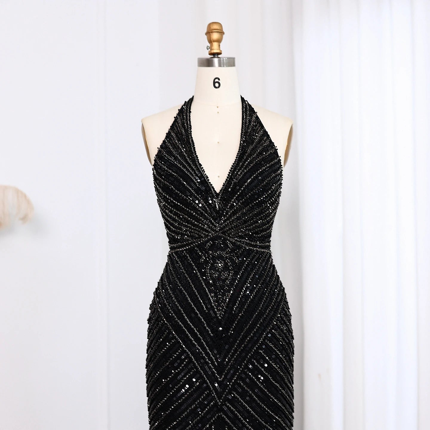 Sequined Halter Neck Floor-Length Dress