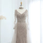 Luxury Beaded Embroidered Dress with Overskirt