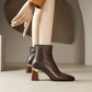 Retro Square Toe Hoof Heel Ankle Boots