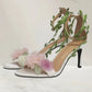 Floral Vine Open Toe High Heel Sandals