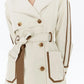 Contrast PU Leather Trench Coat