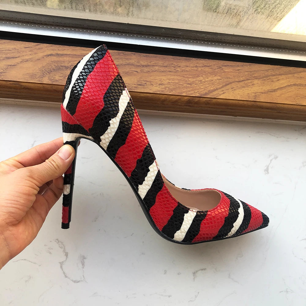 Striped Snakeskin Pointed Toe Shoes