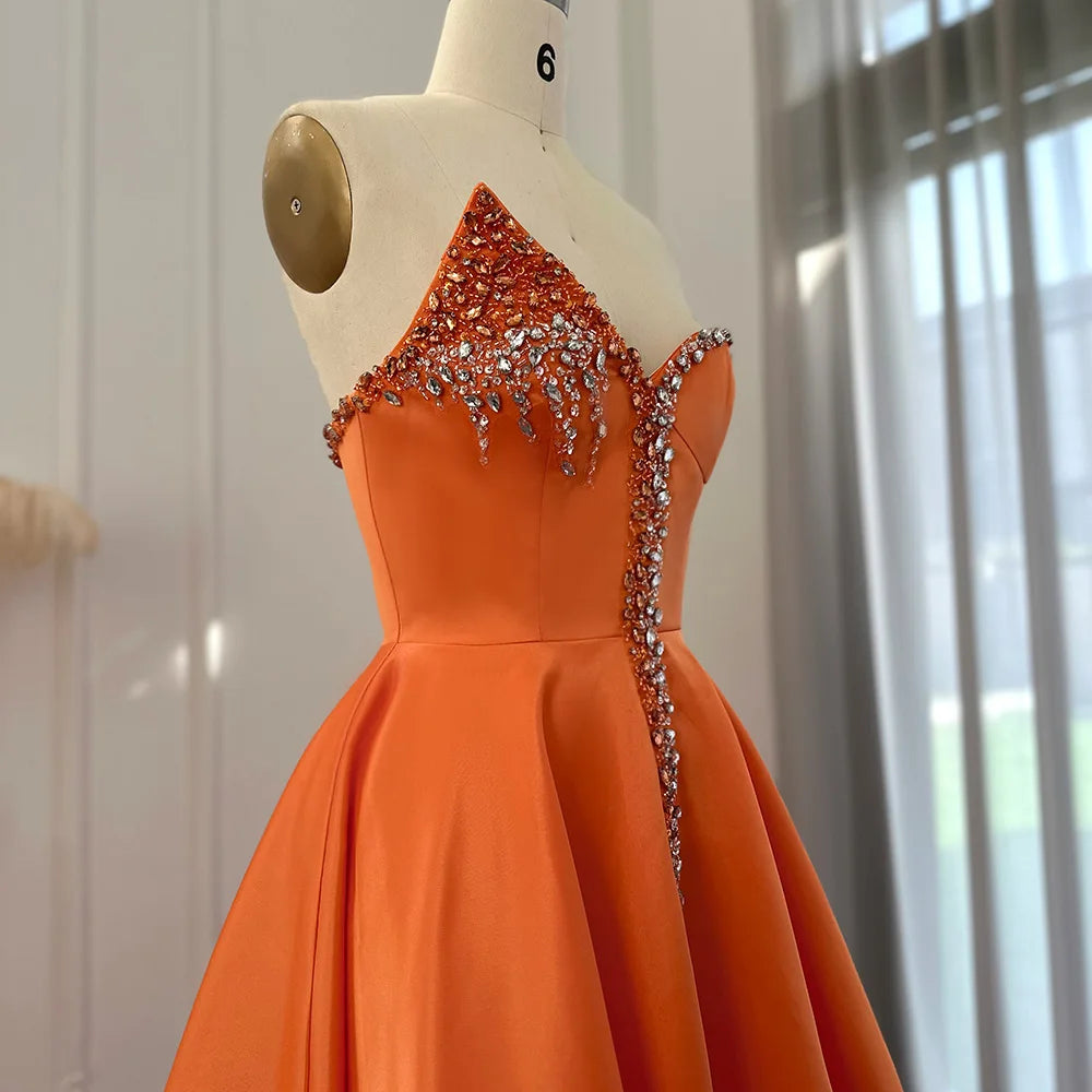 Crystal Embellished Strapless Evening Dress