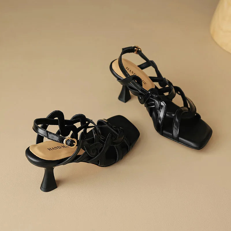 Patent Leather Open Toe Strappy Sandals