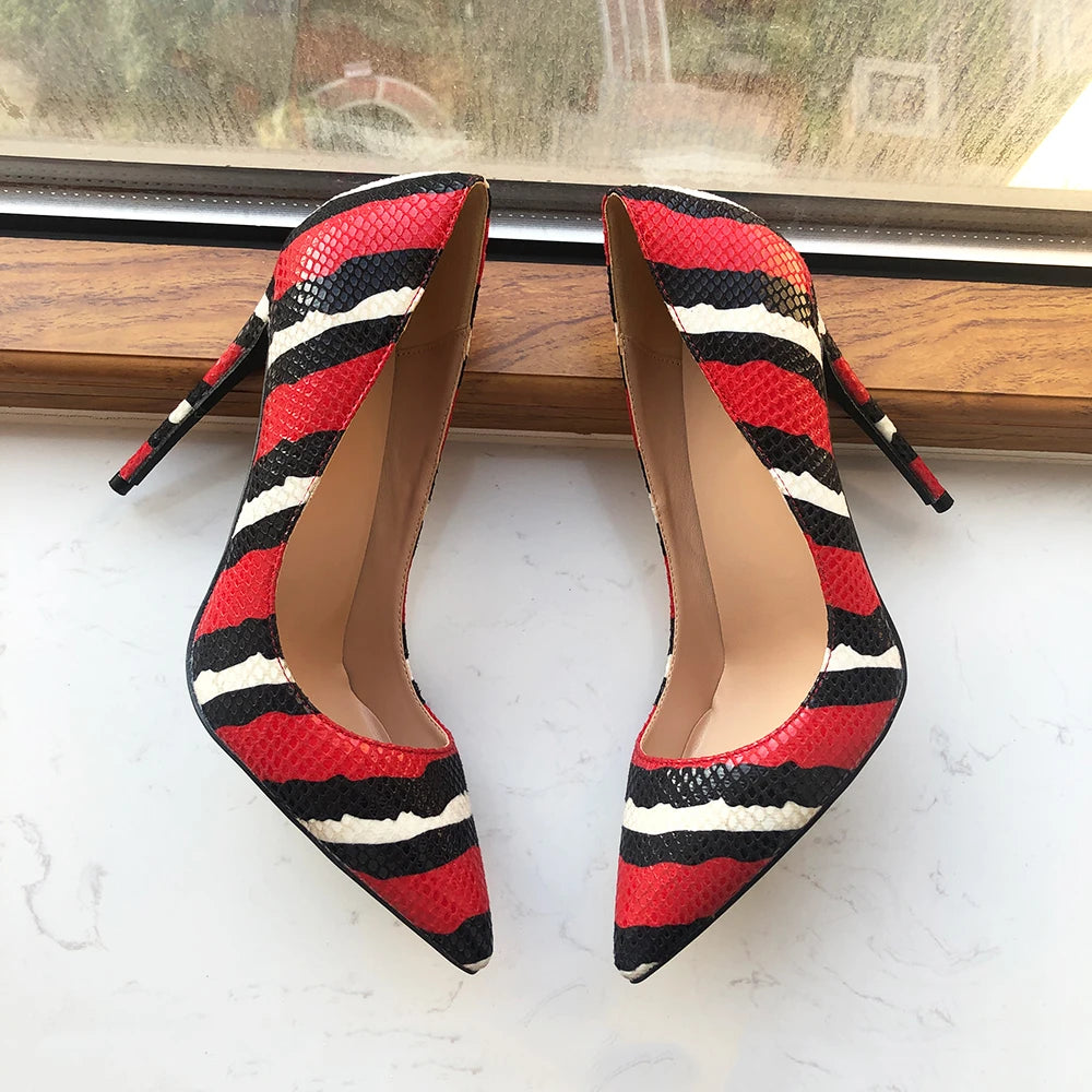 Striped Snakeskin Pointed Toe Shoes