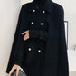 Spliced Cape Sleeve Double-Breasted Coat