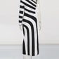 Striped Asymmetrical One Shoulder Long Sleeve Knit Dress