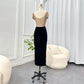 Crystal Split Neck Ankle-Length Dress