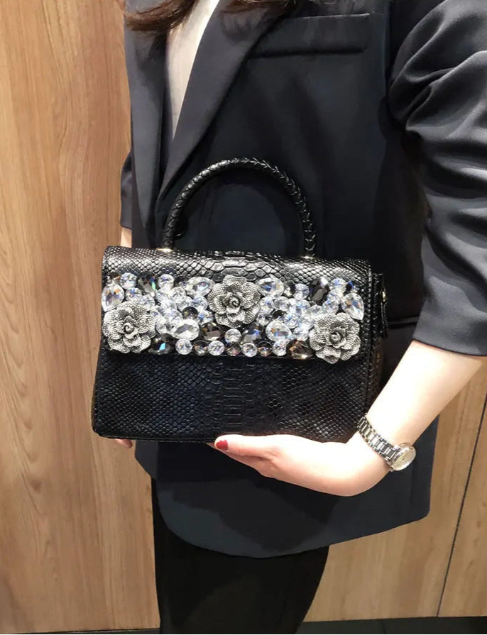 Rhinestone Embossed Crossbody Handbag