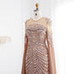 Sequined Patchwork Floor-Length Dress with Cape Sleeves