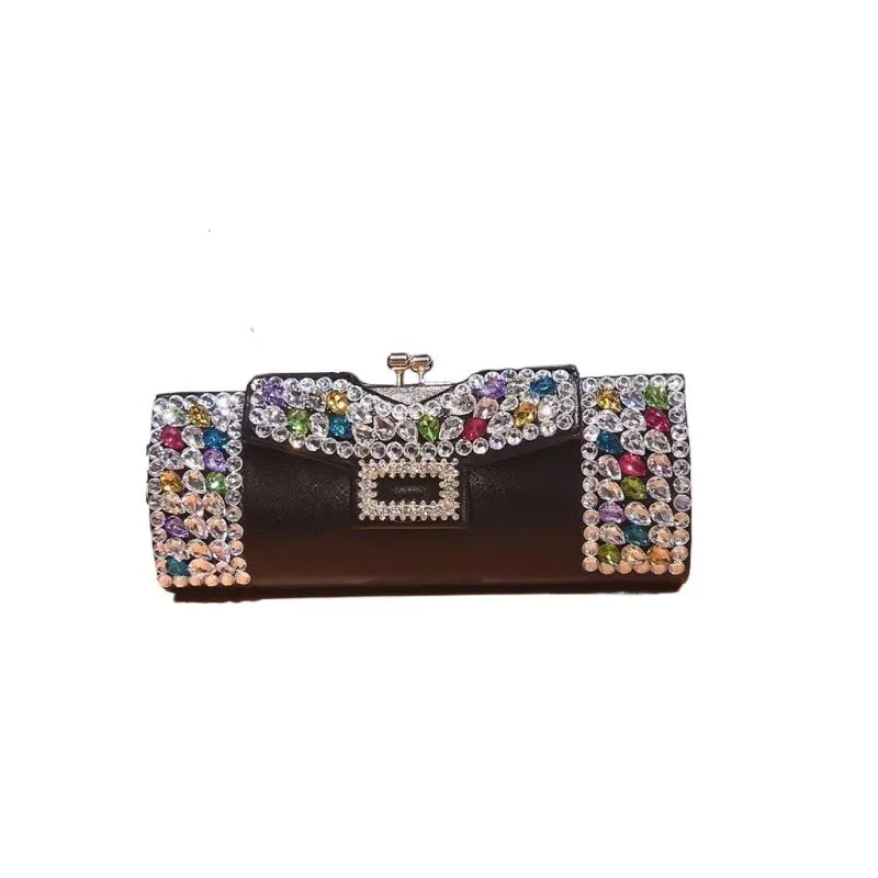 Rhinestone Genuine Leather Crossbody Bag