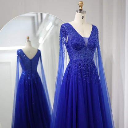 Embellished V-Neck Cape Sleeve Dress