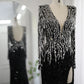 Sequined V-Neck Long Sleeve Floor-Length Dress