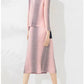 Miyake Pleated Long Sleeve Shirt and Midi Skirt Set