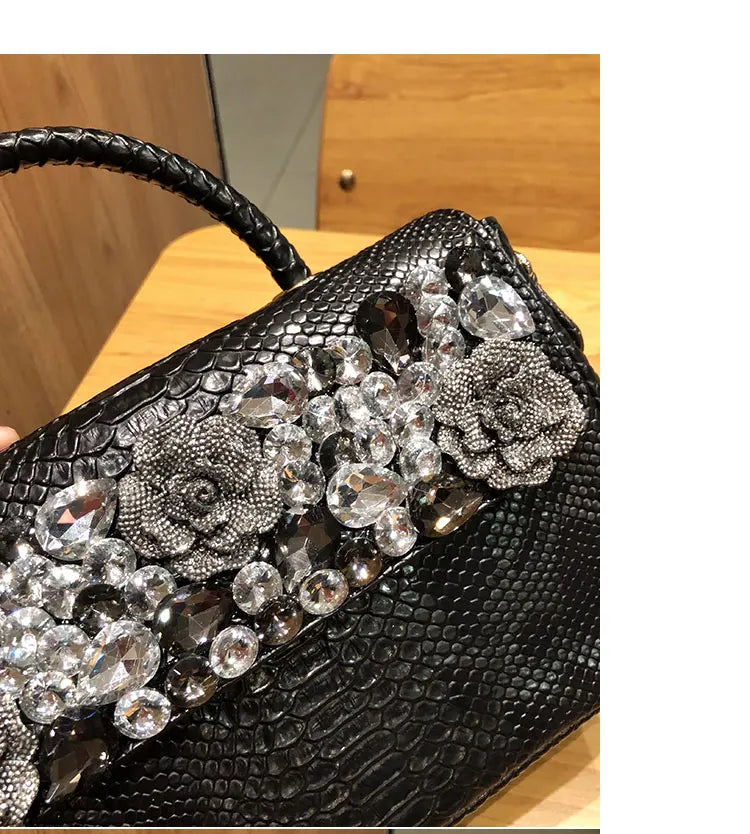 Rhinestone Embossed Crossbody Handbag