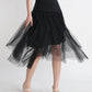 Patchwork Tassels Mesh A-Line Skirt