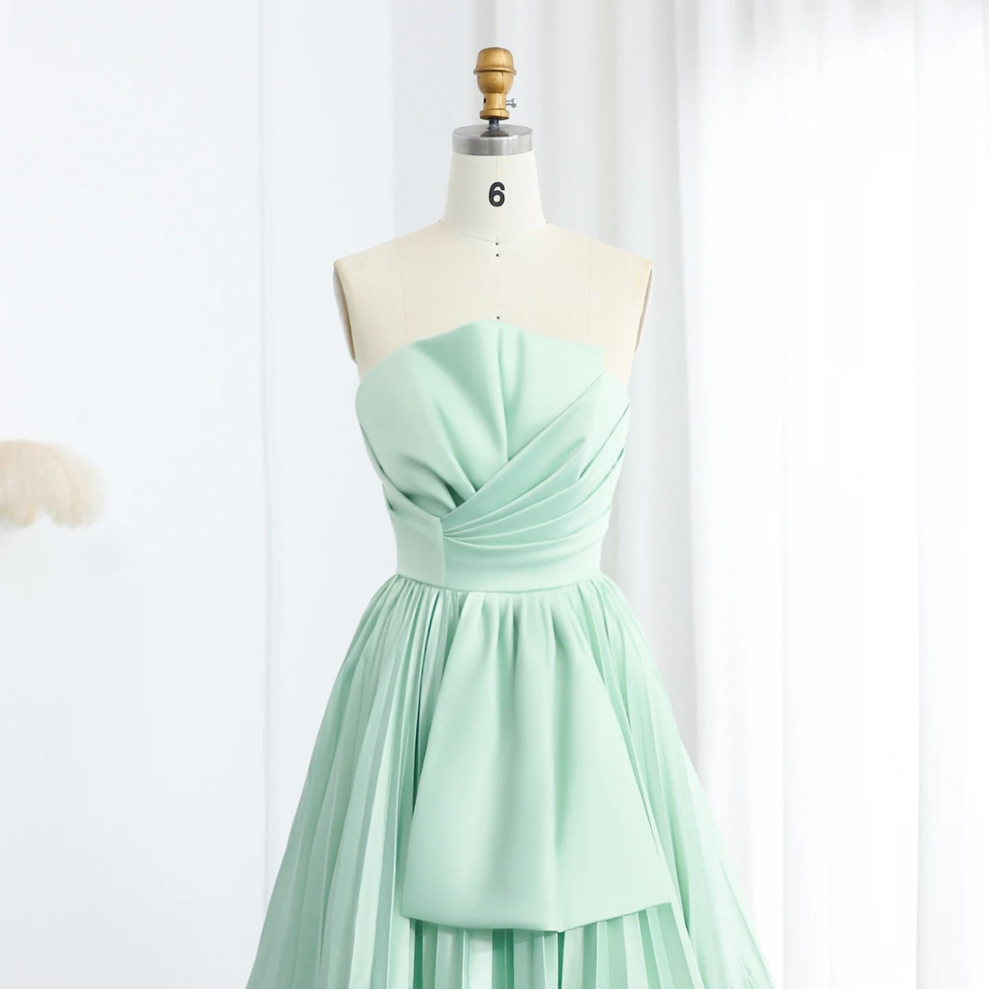 Pleated Strapless Formal Evening Dress