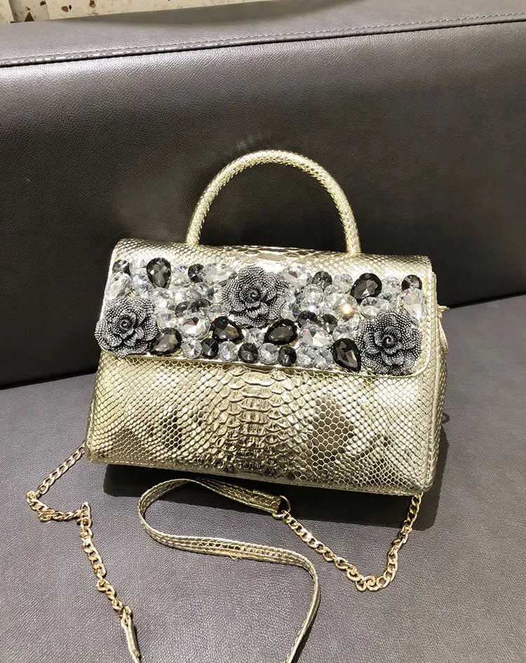 Rhinestone Embossed Crossbody Handbag