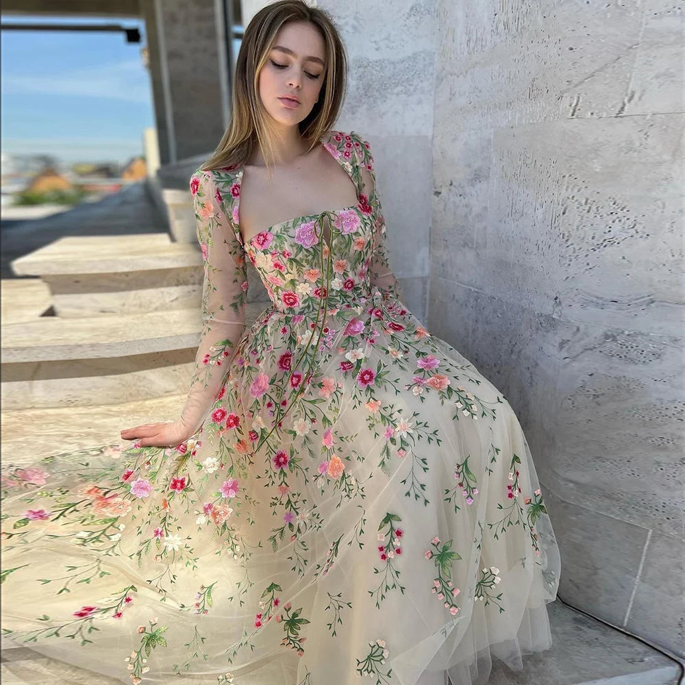 Embroidered Strapless Midi Dress with Long Sleeve Jacket