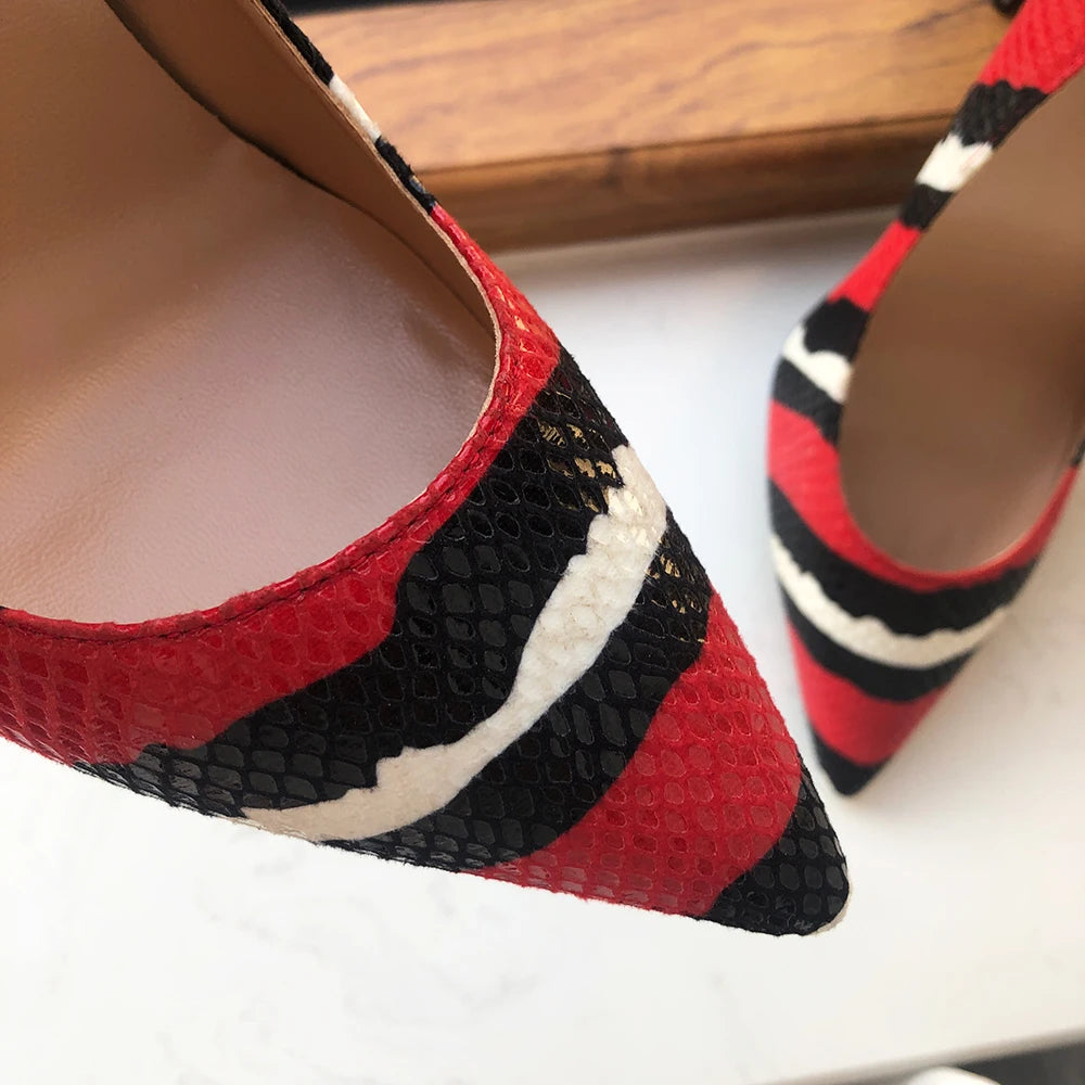 Striped Snakeskin Pointed Toe Shoes