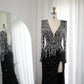 Sequined V-Neck Long Sleeve Floor-Length Dress