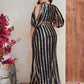 Plus Size Sequined Striped Evening Dress