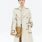 Contrast PU Leather Trench Coat