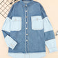 Raw Hem Color Block Denim Jacket