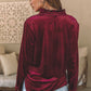 Frill Half Button Mock Neck Long Sleeve Blouse