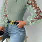 Textured Applique Long Sleeve Blouse