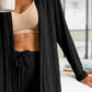 Open Front Long Sleeve Cardigan and Pants Lounge Set