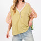 SAGE + FIG Color Block Bubble Sleeve Top