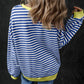 Pumpkin Striped Round Neck Long Sleeve Sweatshirt