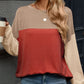 Contrast Round Neck Long Sleeve T-Shirt