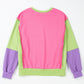 Exposed Seam Color Block Long Sleeve Sweatshirt