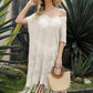 Eyelet Fringe Hem Longline Knit Cover Up