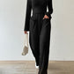 Ribbed V-Neck Long Sleeve Top and Pocketed Pants Set