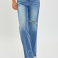 RISEN High Rise Frayed Hem Wide Leg Jeans