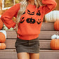 Pumpkin Pattern Round Neck Sweater