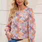 Floral Print Long Puff Sleeve Blouse