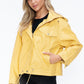 Drawstring Hem PU Leather Zip Up Jacket