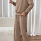 Round Neck Long Sleeve Top and Pants Set