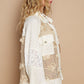 Eyelet Flower Pearl Detail Lace Patchwork Shirt