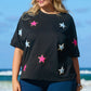 Plus Size Star Round Neck Half Sleeve T-Shirt