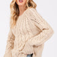 Cable-Knit Long Sleeve Sweater